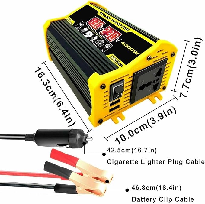 4000W 12V to 110V/220V Solar System Combination Inverter Solar Panel Kit Solar Generator Home Grid System 30A Controller + 18w12v Solar Panel (Color : Yellow Size : 12V-220V)