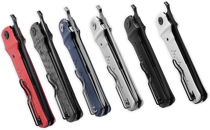 Petrified fish PFB04 Tena Folding Knife 3.82 D2 Black Stonewashed Blade Micarta Handle Pocket Folding knife for EDC Camping Outdoor (Red Micarta Stonewashed)