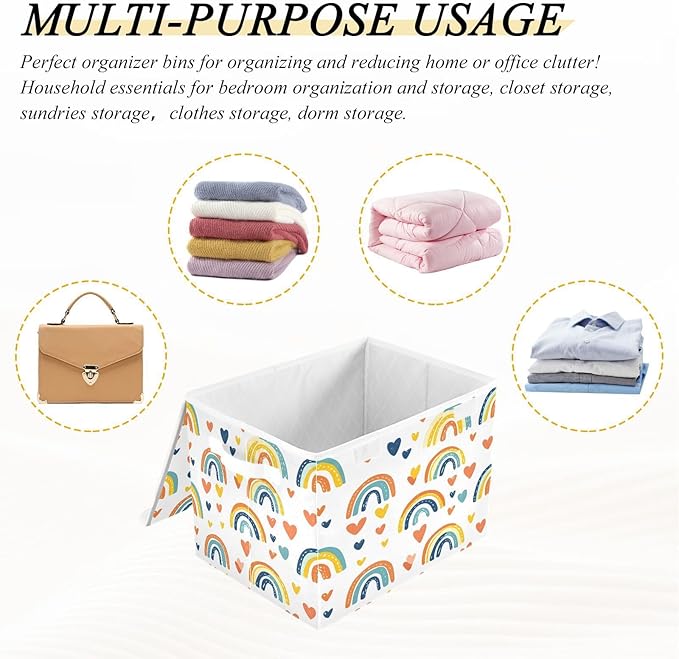 Lovely Arch Fabric Storage Bins with Lids and HandleFoldable Storage Bins with LidsCloset Organizers for Clothes Storage Room Organization Office Storage Chest Organizer