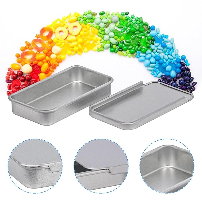 70 Pack Silver Metal Slide Top Tin Containers Mini Metal Tin Box with Slide Lid Empty Lip Balm Containers for DIY Projects Pills Candies Jewelry (2.36 x 1.34 x 0.43 Inch)