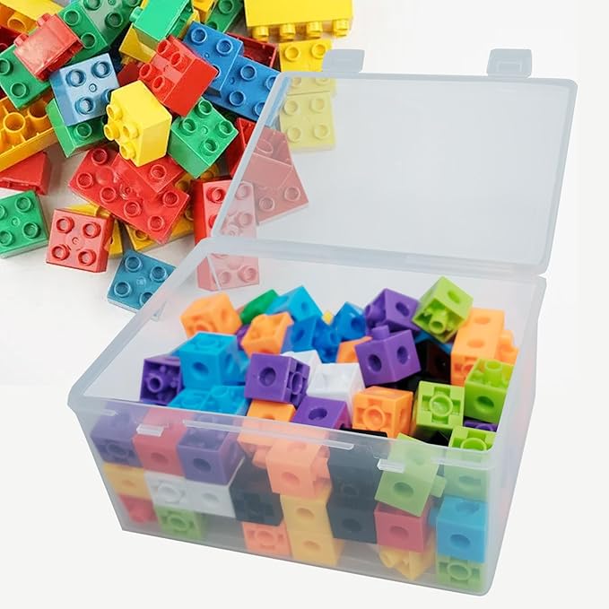 20 Pcs Plastic Playroom Storage Organizer Box Stackable Bins with LidsClear Storage Containers for Holds Small Toys Building Blocks Puzzles (7.09 x 5.2 x 3.43 Inch5.6 x 4.1 x 2.4 Inch)