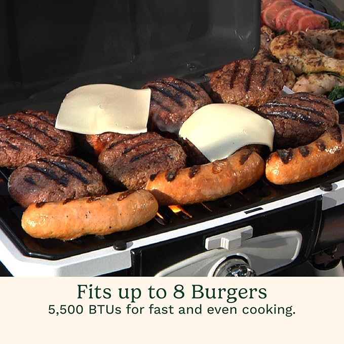 Cuisinart Petite Gourmet Portable Gas Grill Compact &amp Lightweight Tabletop Small Grill for BBQs Camping Tailgates &amp Small Spaces 5500 BTU Burner Folding with Carry Handles Black