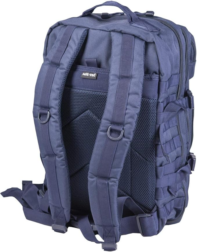 Mil-Tec Unisex Assault Pack - Rugged Durable Lightweight Ergonomic Versatile Tactical Outdoor Camping Hiking Backpack with Adjustable Padded Shoulder Straps &amp MOLLE Loops Dark Blue 36L