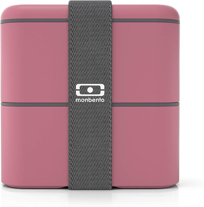 monbento - Large Bento Lunch Box MB Square Blush with 2 Compartments - 57 oz - Leakproof Lunch Box for Work/Picnic/Meal Prep - BPA Free - Microwave &amp Dishwasher Safe - Pink