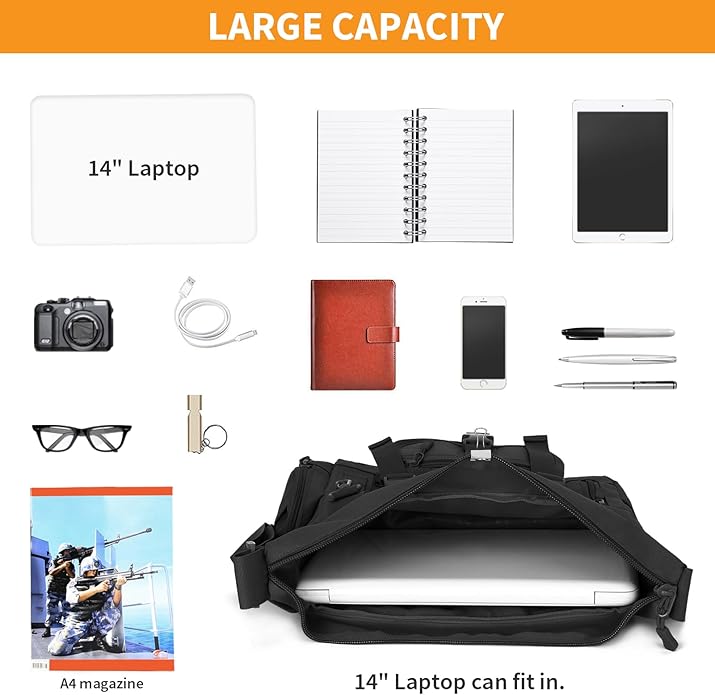 HUNTVP Messenger Bag Tactical Messenger Bag Men Canvas Shoulder Crossbody Military Laptop Bag for Work Outdoor Camping Hiking