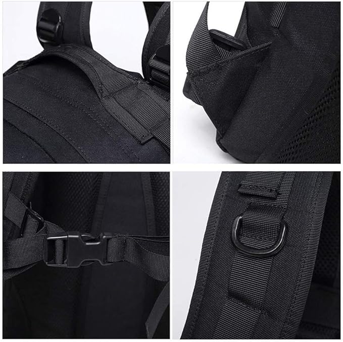 Outdoor Sports Pack Hiking Bag Tactical Rucksack Camo Knapsack Combat Camouflage Tactical Molle Backpack - Black