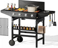 MFSTUDIO Propane Gas Grill and Griddle Combo 4-Burner Propane Grills with Porcelain-Enameled Cast Iron Grates 482 SQ.IN. Cooking Area 52000 BTU High Output for Outdoor Patio Barbecue and Meals