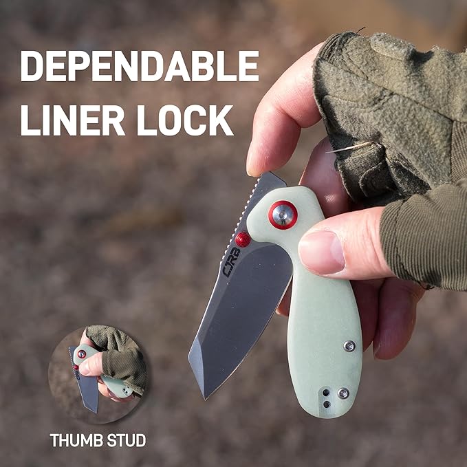CJRB Maileah Glow in the Dark G10 Handle Pocket Knife for Men 2.39'' AR-RPM9 Steel Blade EDC Folding Knife with Liner Lock for Outdoor Camping Hiking Limited Edition(J1918-GD)