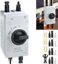 Solar Disconnect Switch 4-Pole DC1500 32A Isolator Solar Switch with Enclosure for Rooftop Solar Systems RVs and Boat Waterproof IP66 Black 2MC4