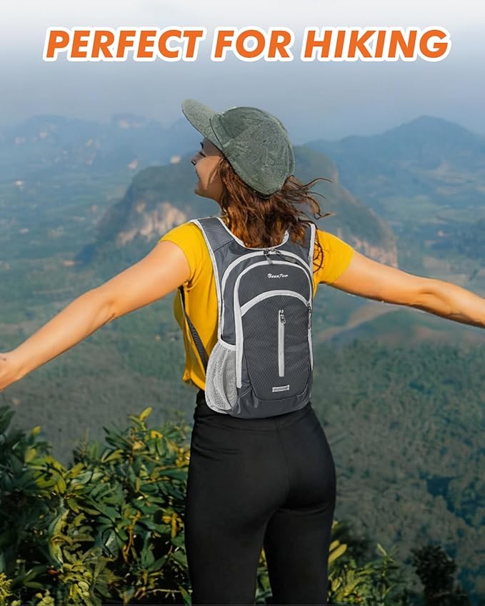 Seektop Small Hiking Backpack Expandable 12L-15L Lightweight Packable Waterproof Daypack with Phone Pocket for Women Men