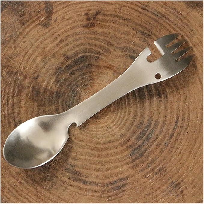 1PCS Outdoor Survival Tools 5 in 1 Camping Multi-Functional EDC Kit Practical Fork Knife Spoon Bottle/Can Opener(Colorful)