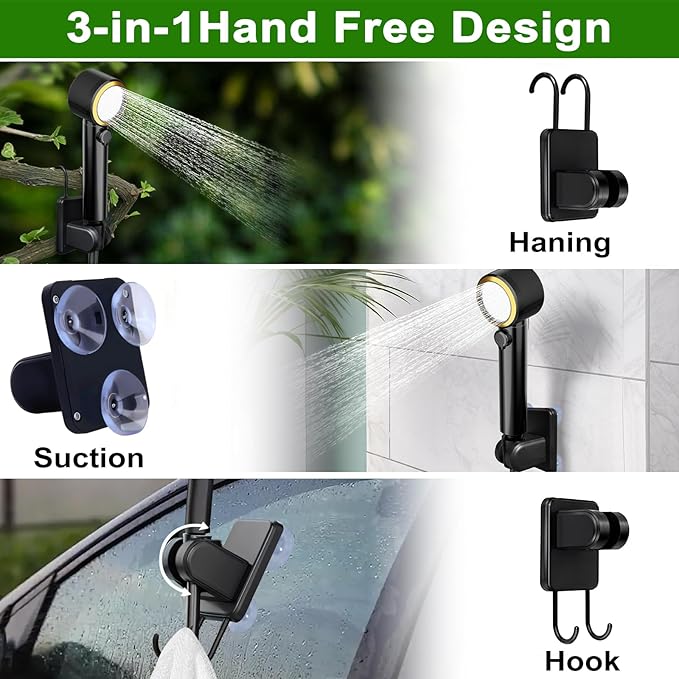 JITUIHOM Portable Camping Shower with 7800mAh Battery - 190 Minutes Runtime Smart LED Display &amp 4 Spray Modes for Outdoor Activities Hiking Traveling and Pet Bathing(7800mAH-Green)
