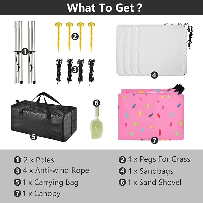 xigua Confetti Sprinkles Beach Tent Sun Shelter with Carrying Bag - Silver Coated Oxford Fabric Beach Canopy for Beach Camping Fishing - Includes Windproof Ropes Sandbags &amp Stakes