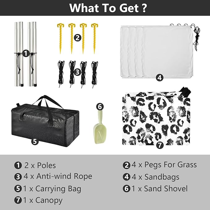 ALAZA Leopard Print Ink Painting Beach Tent Sun Shelter UPF50+ Protection Beach Shade Canopy w/ 4 Sandbags for Outdoor Camping Fishing Backyard Fun Picnic 10x9 ft