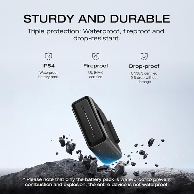 EF ECOFLOW River 3 Plus Portable Power Station Extra Battery EB300 286Wh Expansion LiFePO4 (LFP) Battery with 10-Year Lifespan Built-in 140W USB-C Port for Charging/Discharging Use Independently
