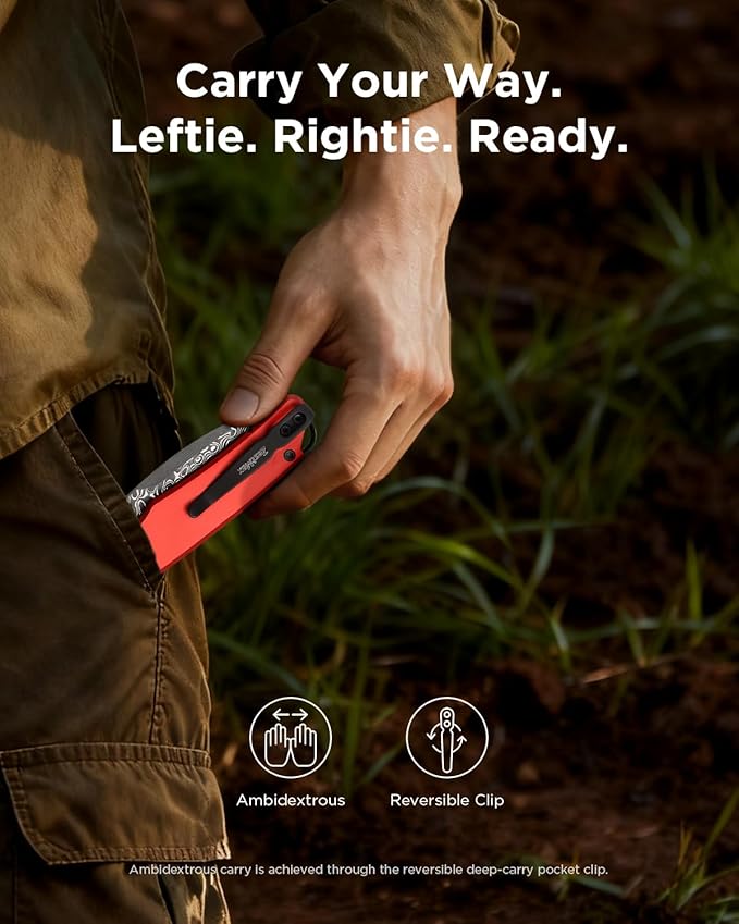 Damascus Folding Pocket Knife for EDC Small Pocket Knives for Men Women 2.99 Sharp Japanese VG10 Blade Aluminum Handle with Clip for Camping Hiking Outdoor Survival Mini 3080AR (Red)