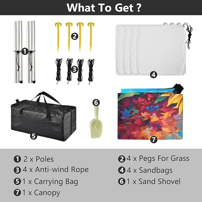 ALAZA Surreal Beautiful Vibrant Sunflower Oil Painting Beach Tent Sun Shelter UPF50+ Protection Beach Shade Canopy w/ 4 Sandbags for Outdoor Camping Fishing Backyard Fun Picnic 10x9 ft