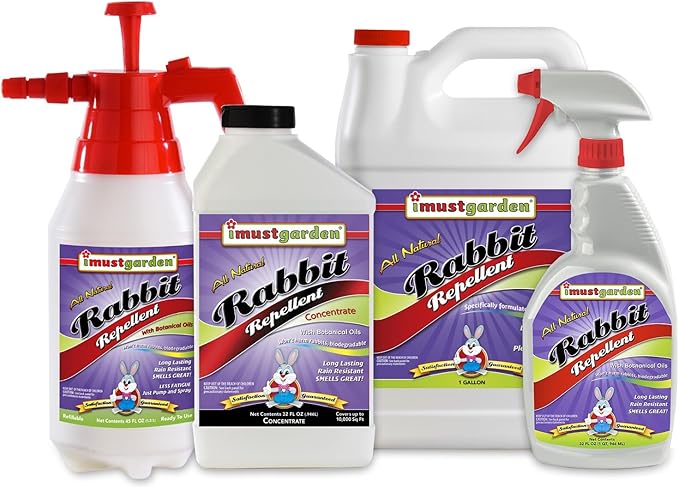 I Must Garden Rabbit Repellent - 32oz Concentrate [2 Pack] - Mint Scent Rabbit Spray for Gardens Plants and Lawns