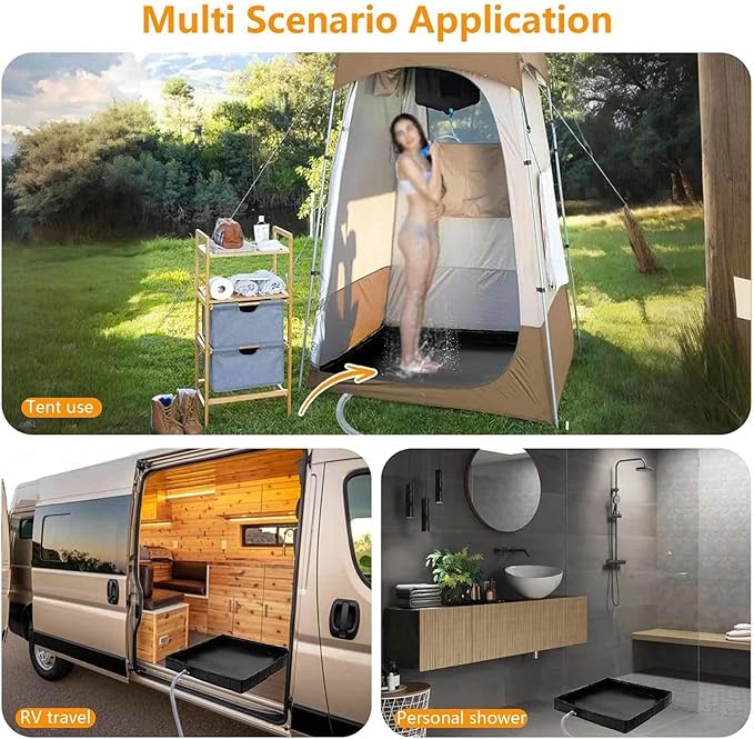 Portable Shower Pan with Drain Hose Shower Pan Portable Camper Outdoor Shower for Camping Beach Outdoor Shower