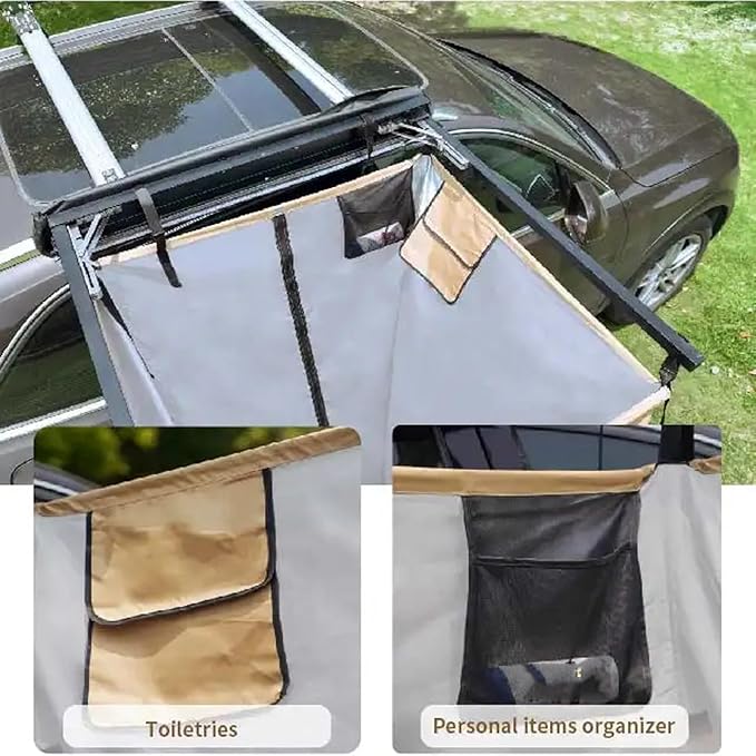 SUNGOOYUE Vehicle Side Shower Tent Oxford Fabric Portable Privacy Shelter Instant Changing Room Without Poles for Camping Beach and Road Trips Outdoor Shower