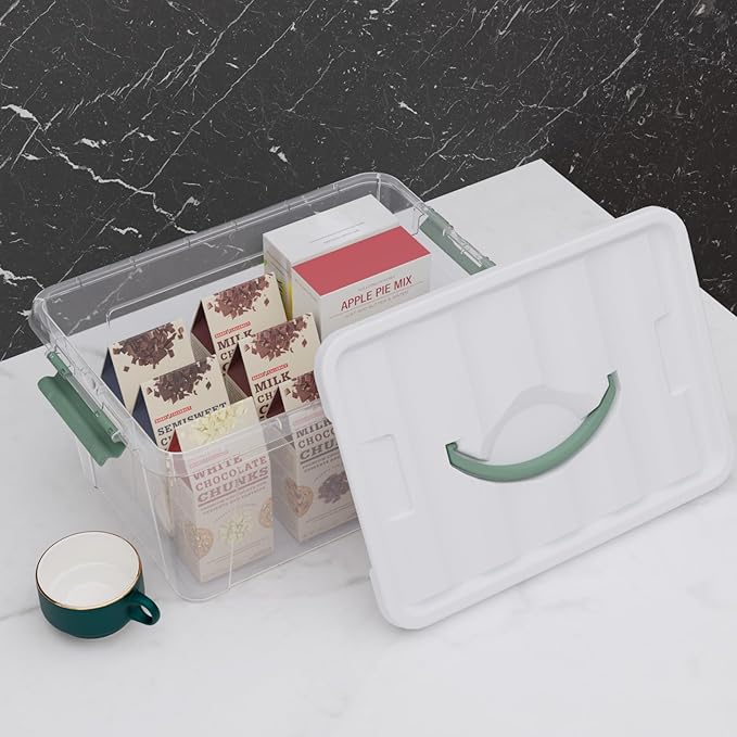 14 Qt Latching Storage Box Multipurpose Stackable Storage Container Tote for Home or Office Organization Clear (8 Pack)