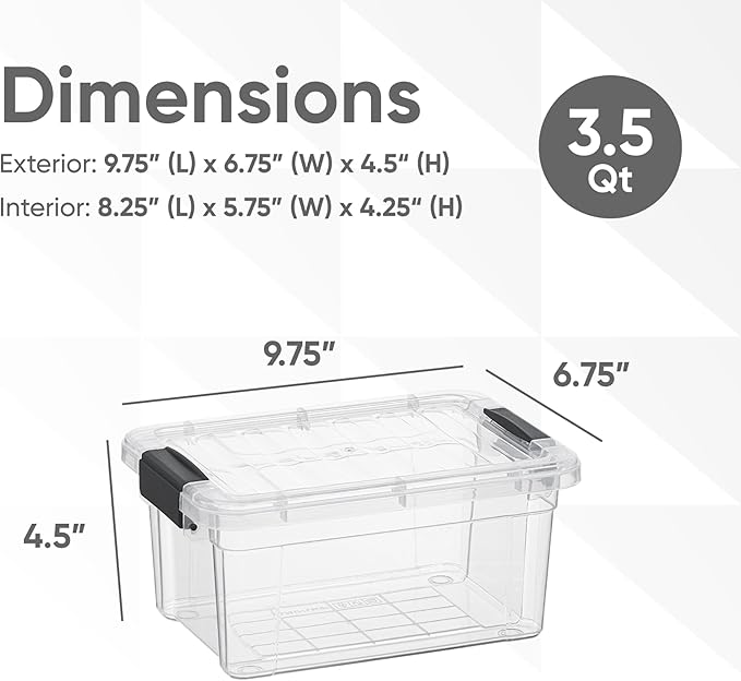 Superio Clear Storage Bins with Lids Stackable Storage Box with Latches and Handles Extra Small 12 Pack 3 Quart