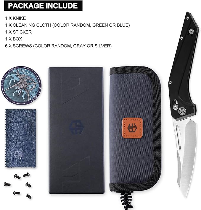 Petrified fish PFP15 Frigate Folding Knife3.82 CPM S35VN Steel Satin Blade Aluminium Handle Pocket Knife for Camping Outdoor (Black Aluminum &amp Satin)