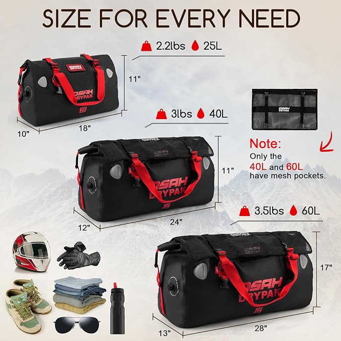40L Waterproof Duffel Bag &amp 25L Dry Bag