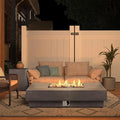 60-inch Outdoor Propane Fire Pit Coffee Table with Tank Cover 50000 BTU Concrete Rectangle Modern Outside Fire Table Auto-Ignition Included Lava Rocks Metal Lid &amp Waterproof Cover