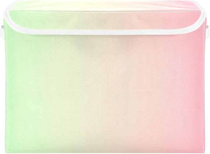 Green Peach Gradient Storage Containers with Lids Foldable Storage Organizer Bins for Organizing for Home Studyroom Home