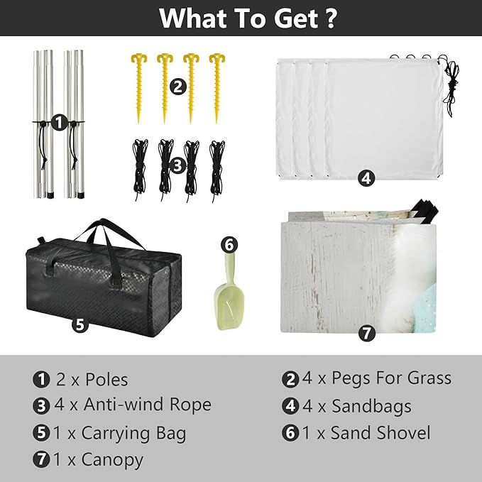 Beach Canopy with Windproof Ropes &amp Sandbags Beach Tent Sun Shade Sun Shelter for Camping Trips Fishing Backyard Fun or Picnics Happy Easter