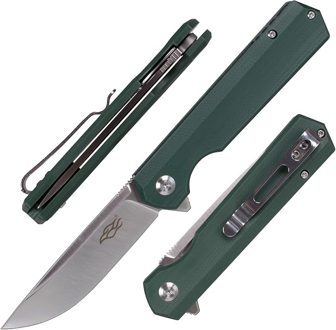 Firebird GANZO FH11 Pocket Folding Knife D2 Steel Blade G10 Handle with Clip Hunting Fishing Camping Outdoor EDC Knife (Green)