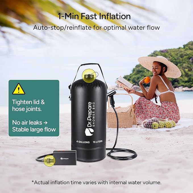 DR.PREPARE Portable Shower for Camping 4/5 Gallons Camping Shower Bag Portable Outdoor Shower with Pump for Hiking Climbing Pet Cleaning Car Washing Beach &amp Emergency