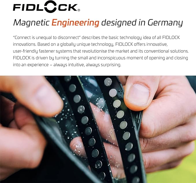 FIDLOCK Hermetic Dry Bag Flexible Magnetic Self-Sealing Bag for Cellphone | 100% Water &amp Sand Proof | Practical Size with a Large Opening | Lanyard Included | Mega | Fabric Black