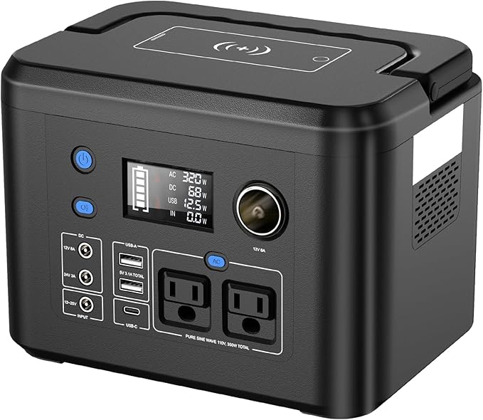 Portable Power Station 350W Powkey 260Wh/70000mAh Backup Lithium Battery 110V Pure Sine Wave Power Bank with 2 AC Outlets Portable Generator for Outdoors Camping Travel Hunting Emergency