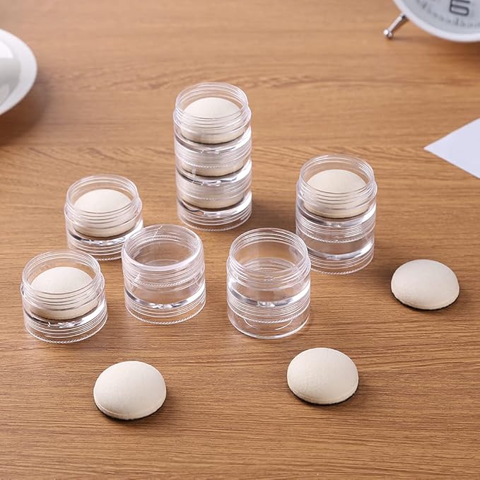 BAOFALI 100 PCS Stackable Plastic Containers Clear Storage Box Round Organizer Jars for Beads Buttons DIY Art CraftJewelry Nail Accessory (919x3.5cm/ 7.5X.5inch)