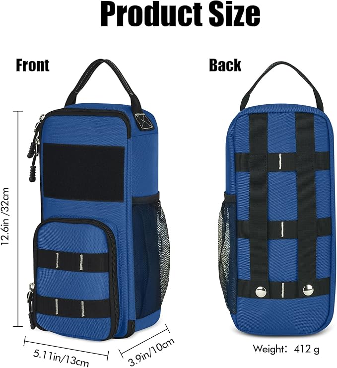 LAKE OF FIRE 12.6 Small Tool Bag Pouch for Men with Multiple Pockets Waterproof Heavy Duty Tool Bag Organizer with Zipper and Portable Handle (Blue)