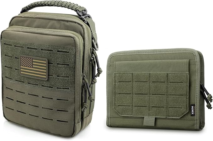 WYNEX Tactical Molle Admin Pouch with Folding Admin Pouch Utility EDC Pouch Organizer Modular Tool Pouch of Double Layer with Molle Tool Bag of Laser-Cut Design Utility Organizer EDC Medical Bag
