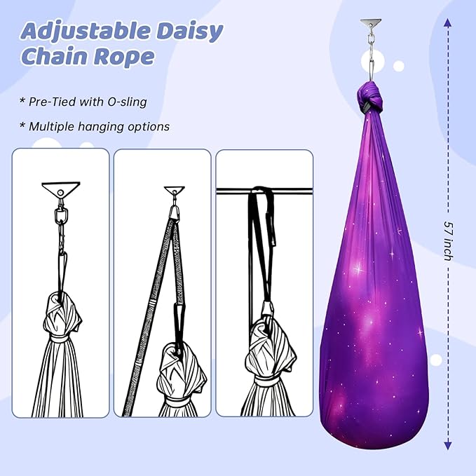 Sensory Swing for Kids &amp Adults Indoor &amp Outdoor Double Layer Therapy Swing Cuddle Swing with 360°Swivel Hardware Holds to 300LBS for Calming Relaxing and Autism ADHD or SPD