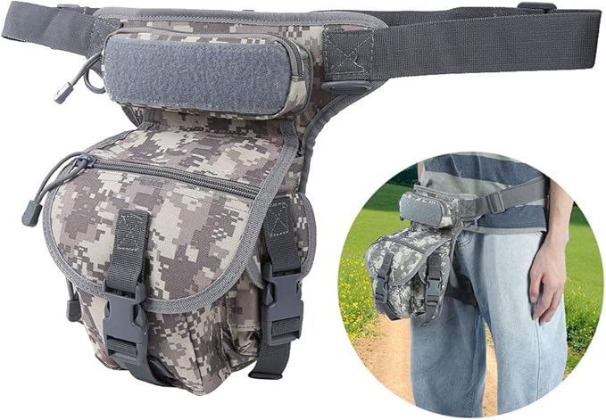 Ox Cloth Drop Leg Bag Tactical Photography Pouch with Quick Access Multifunctional Sports Leg Pack for Outdoor Activities Durable Drop Leg Bag with Adjustable Strap (ACU (in stock) One Size)