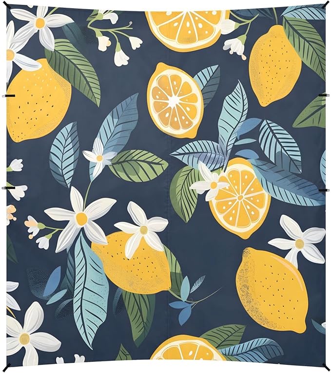 ALAZA Lemon Fruits and Lemon Blooms Beach Tent Sun Shelter Portable Canopy Sunshade for Outdoor Camping Picnics Backyard Fun 10x9 ft