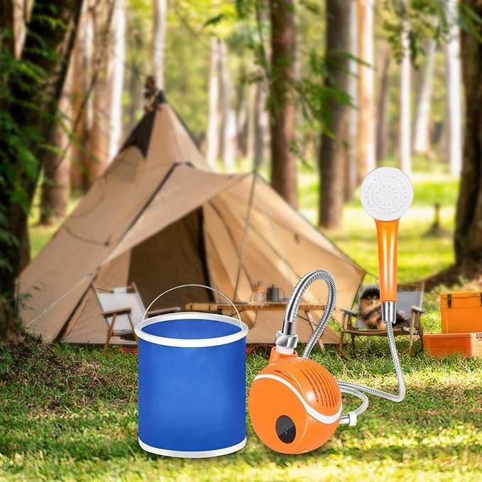 Portable Outdoor Shower for Camping High Pressure Camping Shower with Adjustable Spray Modes Rechargeable Battery Powered Water for Travel Beach Garden Cleaning Washing