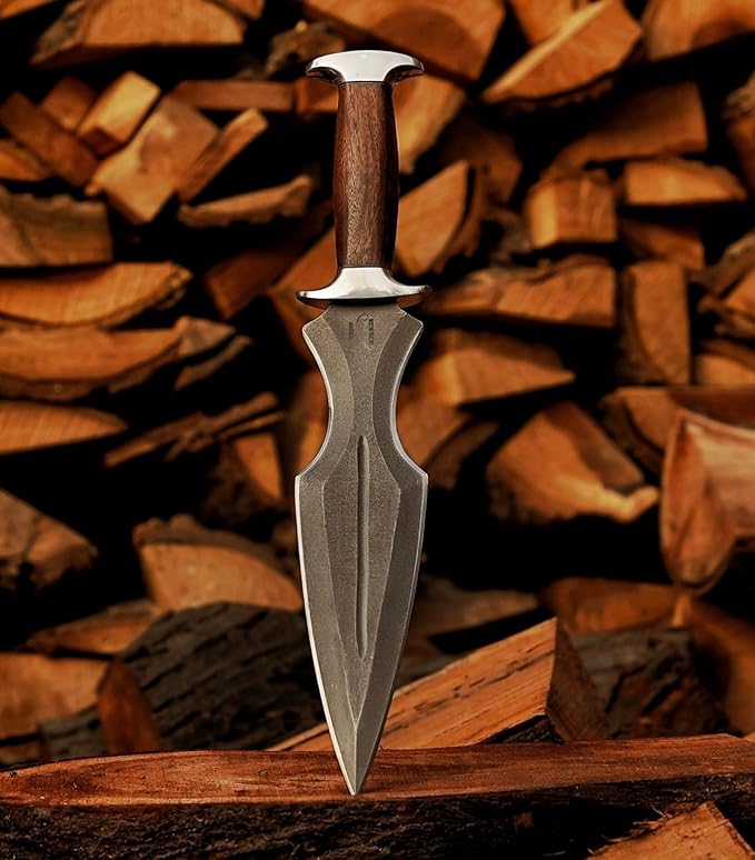 Handmade Dagger Knife with Leather Sheath- Double Edge Knife for Camping Work- Best Handmade Gift