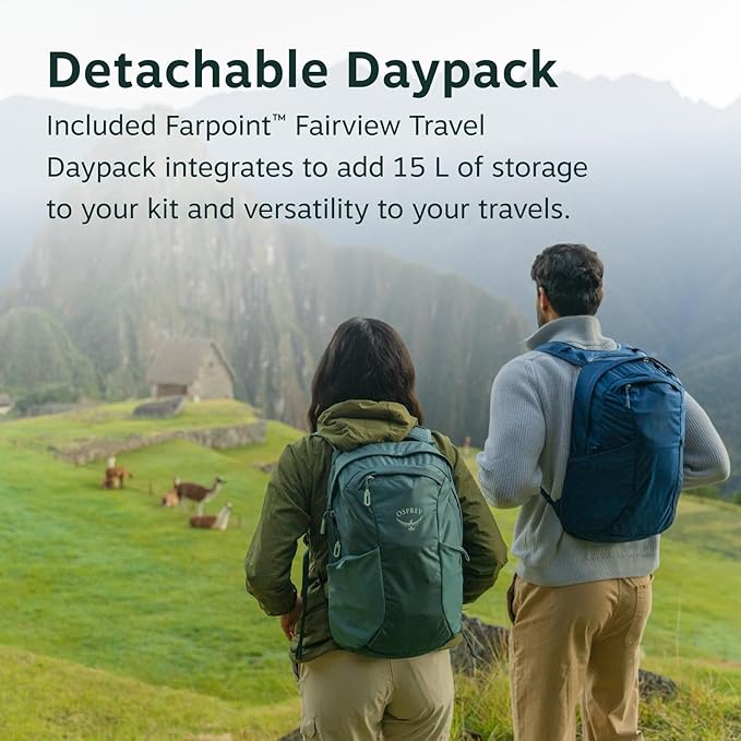 Osprey Farpoint 55L Men's Travel Backpack - Carry On Bag with Personal Item Sized Detachable Daypack Black