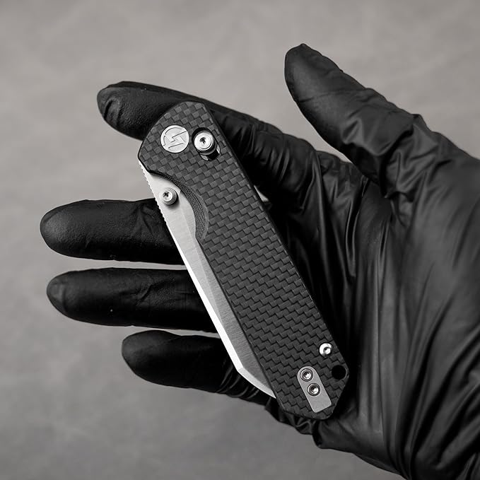 OLITANS G062 Folding Knife for EDC 14C28N Steel Blade Pocket knife Crossbar Lock Knife for Outdoor Survival Hunting and Camping 3.28oz（G10 Carbon Fiber+Satin）
