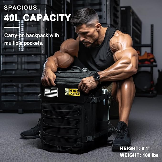 Military Tactical BackpackSturdy Work &amp Molle Laptops Rucksack Heavy Duty Pack for Hiking Camping Travel Fishing GymBlack