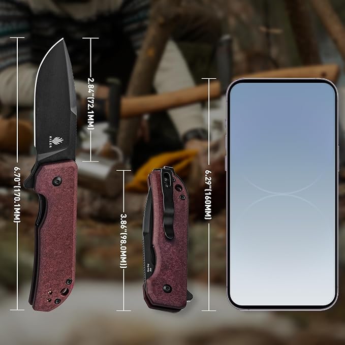 Kizer Nice Guy Pocket Folding Knife 2.84 Nitro V Blade Lightweight Sharp Camping and Hiking Tool Comfort Richlite Handle Liner Lock Flipper V3011A4
