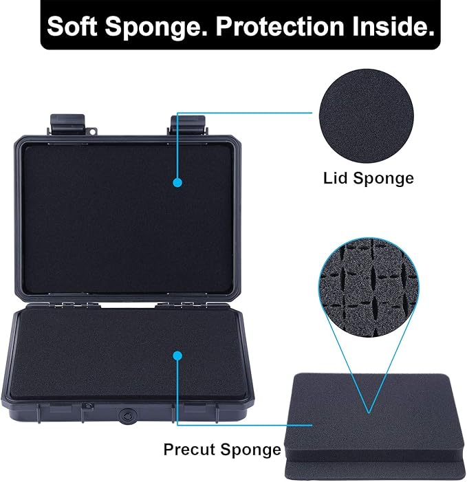 Lykus HC-2110 Mini Hard Case Dry Box with Foam Insert Interior Size 8.27x5.91x1.46 inch IP66 Splash-Proof