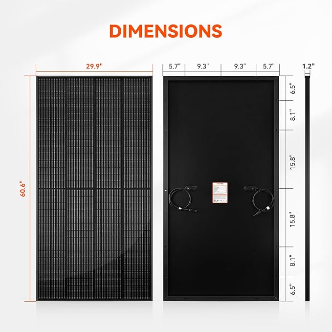 RICH SOLAR 250 Watt 24 Volt 16BB Cell Monocrystalline Solar Panel N-Type Cells High Efficiency Solar Module for RV Trailer Camper Marine Off-Grid All Black