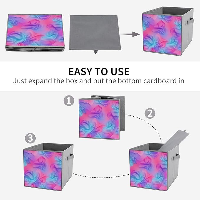 Large Capacity Storage Boxes Purple Rainbow Bisexual Pride Flag Art Foldable Organizer Baskets with Handles Clever Storage Solution for Home